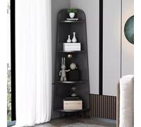 YCKEGEW Floor Bookcase Corner Storage Shelf 4 Tier 170cm Height, Triangle Corner Flower Rack Standing Corner Shelves for Organise Debris Items,Corner Display Shelf(Color:Dark grey)