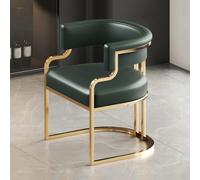 YCKEGEW Leather Modern Tub Chair Upholstered Armchair for Living Room,Dining Room Chairs Guest Chairs for Reception Single Sofa Chair with Golden Metal Legs(Green)