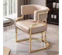 YCKEGEW Leather Modern Tub Chair Upholstered Armchair for Living Room,Dining Room Chairs Guest Chairs for Reception Single Sofa Chair with Golden Metal Legs(Flesh)