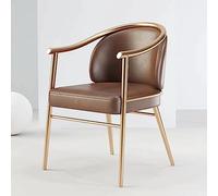 YCKEGEW PU Leather Chairs Vanity Chair Moderm Accent Chair Dining Chairs for Home Hotel Restraurant Guest Reception Chairs Living Room Chair (Color : Brown, Size : Gold Legs)