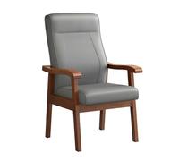 YCKEGEW Solid Wood Armchair Leather Office Desk Guest Chairs with High Backrest, Conference Room Chair for Reception,Elderly Leisure Chairs(/grey,Walnut-Frame)