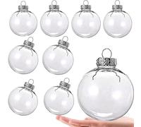 Yckeogln 8 Pcs DIY Clear Plastic Fillable Balls Ornament-Christmas Ornaments Balls,3.15Inch Removable Top Clear Hanging Ball for Halloween,Christmas,Birthday,Wedding,Party,XmasDecorm,DIY Crafts(80mm)