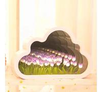 Yckeogln Cloud Tulip Mirror Light Handmade DIY20 Simulated Flower nightl Ight lamp Creative Living Room Bedside Table top Decorations Flower Bedroom Sleeping Christmas Birthday Girl (Purple)