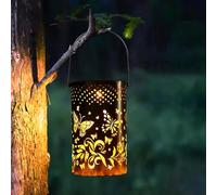Yckeogln Metal Solar Outdoor Lantern Butterfly Light, Garden Openwork Lawn Projection Light, Solar Outdoor Light, Solar Waterproof Decorative Kettle Art Light(Large)