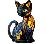Yckeogln Retro Cat Colorful Resin Cat Table Lamp，3D Cute Pet Cats Themed LED Night Lamp，Perfect Gift for Pet Lovers Retro Cats Design Home Decor Lighting