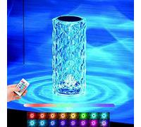 Yckeogln Rose Crystal Desk Lamp, Night Light with 16 RGB Colors, Touch & Remote Control, USB Rechargeable, Modern Diamond Table Lamp for Bedroom, Living Room