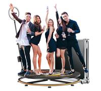 YCKJNB 100CM Photo Booth Machine 360 with Flight Case, Free Custom Logo, VIP Software Control, Auto 360 Spin Video Camera Photobooth with RGB Strip Light for Party TikTok Wedding Rental for 4-5 People