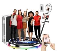 YCKJNB 100CM Photo Booth Machine 360 with Flight Case, Free Custom Logo, VIP Software Control, Auto 360 Spin Video Camera Photobooth with RGB Strip Light for Party TikTok Wedding Rental for 4-5 People