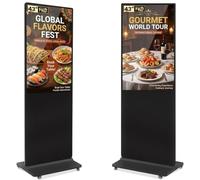 YCKJNB 43" Digital Signage Display, Freestanding Advertising Player with 4 Wheels, 450 Nits FHD LCD Commercial Digital Kiosk Poster, WiFi/HDMI/USB, Android OS, Ideal for Retail Restaurants & Malls
