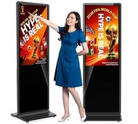 YCKJNB 43" Digital Signage Display, Freestanding Advertising Player with 4 Wheels, 450 Nits FHD LCD Commercial Digital Kiosk Poster, WiFi/HDMI/USB, Android OS, Ideal for Retail Restaurants & Malls