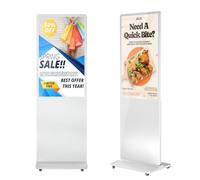 YCKJNB 43" Digital Signage Display Kiosk, FHD 1080P Freestanding LCD Advertising Screen with 4 Wheels, 450 Nits Commercial Digital Poster with WiFi/HDMI/USB, Android OS for Retail & Malls