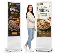 YCKJNB 43" Trouchscreen Digital Signage Display Kiosk, FHD 1080P Freestanding LCD Advertising Screen with 4 Wheels, 450 Nits Commercial Digital Poster with WiFi/HDMI/USB, Android OS for Retail & Malls