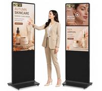 YCKJNB 43" Trouchscreen Digital Signage Display Kiosk, FHD 1080P Freestanding LCD Advertising Screen with 4 Wheels, 450 Nits Commercial Digital Poster with WiFi/HDMI/USB, Android OS for Retail & Malls