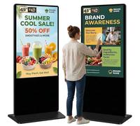 YCKJNB 49" Digital Signage Display, Freestanding Advertising Player with 4 Wheels, 450 Nits FHD LCD Commercial Digital Kiosk Poster, WiFi/HDMI/USB, Android OS, Ideal for Retail Restaurants & Malls