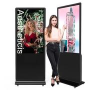 YCKJNB 55" Digital Signage Display, Freestanding Advertising Player with 4 Wheels, 450 Nits 4K LCD Commercial Digital Kiosk Poster, WiFi/HDMI/USB, Android OS, Ideal for Retail Restaurants & Malls