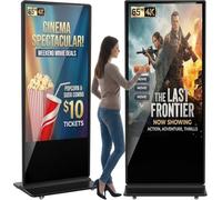 YCKJNB 65" Digital Signage Display, Freestanding Advertising Player with 4 Wheels, 450 Nits 4K LCD Commercial Digital Kiosk Poster, WiFi/HDMI/USB, Android OS, Ideal for Retail Restaurants & Malls