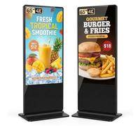 YCKJNB 65" Digital Signage Display Kiosk, 4K UHD Freestanding LCD Advertising Screen with 4 Wheels, 450 Nits Commercial Digital Poster with WiFi/HDMI/USB, Android OS for Retail & Malls