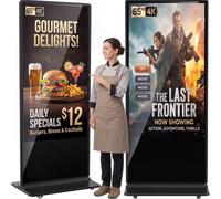 YCKJNB 65" Touchscreen Digital Signage Display Kiosk, 4K UHD Freestanding LCD Advertising Screen with 4 Wheels, 450 Nits Commercial Digital Poster with WiFi/HDMI/USB, Android OS for Retail & Malls