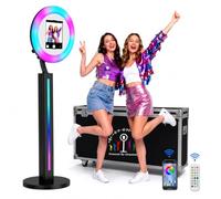 YCKJNB Photo Booth Machine for iPad with Flight Case & Ring Light, Music Sync RGB Strip Light Portable Selfie Photobooth, Free APP VIP for Party Wedding Rentals YouTube TikTok Live