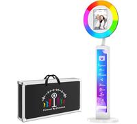 YCKJNB Photo Booth, Portable Makeup Ring Light with Stand, Selfie Photo Booth with Flight Case, RGB Tall Circle Light, Selfie Light with Remote for Youtube, Video, Tiktok Live