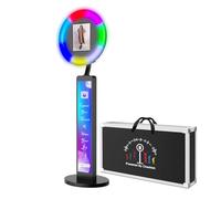 YCKJNB Photo Booth, Portable Makeup Ring Light with Stand, Selfie Photo Booth with Flight Case, RGB Tall Circle Light, Selfie Light with Remote for Youtube, Video, Tiktok Live