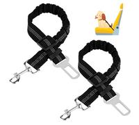 YCLFHOO 2-Pack 2-in-1 Dog Car Seat Belt with 360° Swivel Hook - Heavy-Duty Durable Nylon, Reflective Strips for Night Safety, No-Twist Design, Easy to Install & Adjust (Black)
