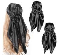 YCLFHOO 2 Pcs Head Scarf,36 Inch Large Square Satin Black Silk Scarf,Silk Head Scarf for Sleeping and Hair Wrapping,Headscarf for Women's Hair