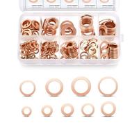 YCLFHOO 200 Pcs Copper Washers Assorted,Flat Washers Set with Storage Box,9 Sizes Copper Sealing Rings Assortment Set for Automobile Maintenance/Electronic Equipment/Valve/Home"