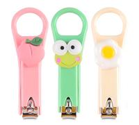 YCLFHOO Nail Clippers Set,3 Pcs Toenail Clippers,Cartoon Stainless Steel Nail Clippers with Nail File,Anti Slip Granules for Precisie Trimming of Toenails and Fingernails,for Women,Girls,Children