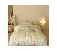 YCLiyaoEu202511 4-piece bed sheet set French Style Lace Ruffled Bow Bedding Set 3/4 Pieces Soft Cozy Microfiber Romantic Duvet Cover Sheet Pillowcase Sets(Green,King 220x240 4pcs)