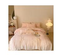 YCLiyaoEu202511 4-piece bed sheet set French Style Lace Ruffled Bow Bedding Set 3/4 Pieces Soft Cozy Microfiber Romantic Duvet Cover Sheet Pillowcase Sets(Pink,Single 150x200 3pcs)