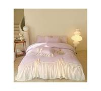 YCLiyaoEu202511 4-piece bed sheet set French Style Lace Ruffled Bow Bedding Set 3/4 Pieces Soft Cozy Microfiber Romantic Duvet Cover Sheet Pillowcase Sets(Purple,Single 150x200 3pcs)