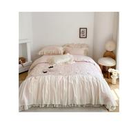 YCLiyaoEu202511 4-piece bed sheet set Pink Romantic Princess Bedding Set with Exquisite Embroidery and Ruffle Lace, Soft Lightweight Duvet Cover 4 Pieces Sheet Pillowcase Sets(200cm)