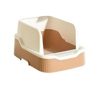 YCLiyaoEu202511 pet toilet Plastic Cat Litter Box with Scoop, Open Top with High Sided Walls, No Leakage, Easy to Clean litter box(Bruin)