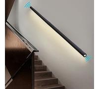 Yclty Wall Handrail with Motion Sensor Light, Hand Railing with LED Light, Sturdy Safety Stairs Handrail for Indoor Stairs, Matte Black (Size : Right-59 (150cm))
