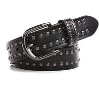 YCMI Womens Circle Studded Leather Belt, Punk Rock Rivets-Belt Ladies Belt for Jeans Pants Dresses,PU Leather Belt for Women, Black, 26”-42”