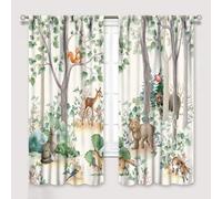 YCness Forest Animal Kids Curtains, Wild Rustic Bear Fox Deer Children Cartoon Window Treatments for Living Room, Watercolor Blackout Drapes 2 Panel Sets,42x45 Inch