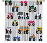 YCness Kids Construction Curtains for Bedroom Nursery, Cartoon Car Truck Rustic Window Treatments Kids Boys Girls Living Room Men Room Decorative Drapes 2 Panel Sets,42x45 Inch