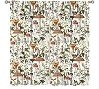 YCness Mushroom Curtains, Colorful Cartoon Style Abstract Illustration Print Window Treatments for Living Room, Seamless Pattern Home Decor Curtain 2 Panel,52x84 Inch Green