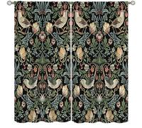 YCness William Morris Curtains, Botanical Art Windows Curtains Floral Patterns Vintage Floral Patterns Window Treatments for Living Room Bedroom,Boho Chic Herbs Plant Print Drapes,52x84 Inch