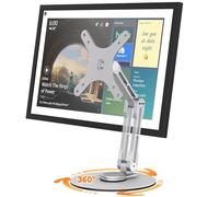 YCNEW Swivel and Tilt Stand for Echo Show 15 (Gen 1, Gen 2), Portable Monitor Stand, Adjustable Angle and Height with 360° Rotation Bases, Switching Between Landscape and Portrait Screens (Silver)