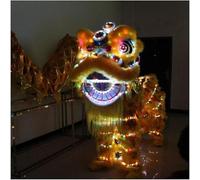 YCNLYSSR Chinese New Year Lion Dance LED Light Silk Dragon Mascot Costume For Adults - Festive Party Folk Art Cosplay Equipment