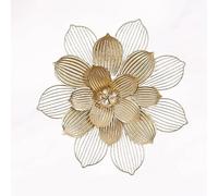 YCNLYSSR Metal Flower Wall Art Decor, 3D Floral Modern Gold Décor Rustic Metal Flower Wall Hanging for Living Room Bedroom Kitchen Office Café(C)
