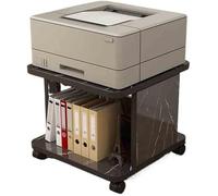 YCNLYSSR Multifunctional Mobile Printer Stand with Storage Double-Layer Under-Desk Printer Shelf Black Ideal for Home Office & Copy Storage Solutions