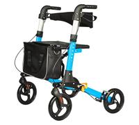 YCNLYSSR Upright Walker,Four Wheel Roller Walker With Seat,Ultra Lightweight Foldable Walker For Elderly,Folding Transport Wheelchair,with Padded Backrest And One Hand Folding Design