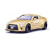 YCNXEB Decoration Home Diecast Car For GTR Pull Back Scale 1 32 Alloy Toy Simulation Suitable Collection Classic Cars Collectible(Gold)