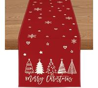 YCOLL Christmas Decorations Xmas Table Runner Red Water Resistant Christmas Table Runners for Dining Table, Winter Table Runner for Kitchen Christmas Decorations, Indoor & Outdoor Table Décor