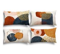 YCOLL Cushion Covers 30x50 Set of 4 Linen Sofa Cushion Modern Abstract Flowers Watercolor Painting Throw Pillow for Sofa Bedroom Couch Outdoor Covers 12x20 A080