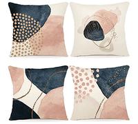 YCOLL Cushion Covers 50x50 Set of 4 Linen Sofa Cushion Modern Abstract Flowers Watercolor Painting Throw Pillow for Sofa Bedroom Couch Outdoor Covers 50x50 A091