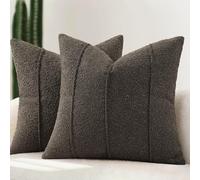 YCOLL Textured Bou ushion Covers 40x40 Pack of 2 - Soft Dark Grey Decorative Cushions for Sofa, Bed & Living Room, Modern Home Décor, Comfortable & Luxurious Accent with Neutral Stripes